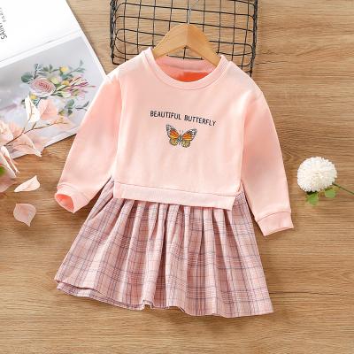 China CSY Q544 New autumn girls anti-static hoodies two spring and plaid pleated skirts clothes dresses kids girl for sale