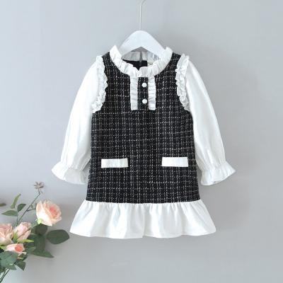 China New CSY Q502-2 anti-static early autumn girls lace up fragrant little wind long sleeve dress toddler girls dresses for sale