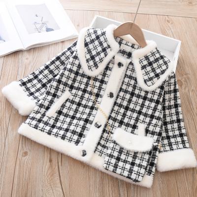 China Anti-wrinkle CYB B20409 Winter Toddler Girls Jackets Children's Coat Plaid Coat Small Wind Small Thick Coat Scented Staple Cotton for sale