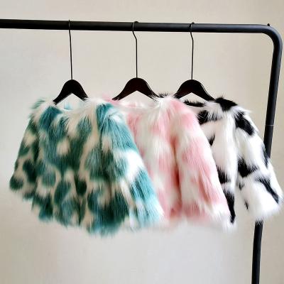 China New Autumn And Winter Kids Fashion Anti-wrinkle Girl's Colorful Faux Fur Coat Jacket for sale