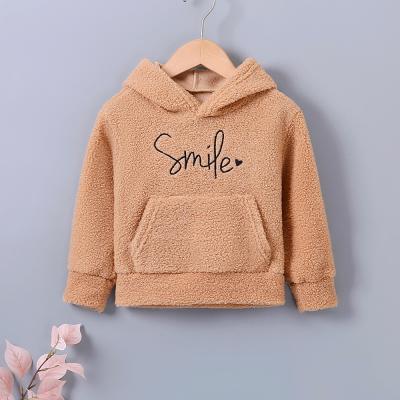 China CSY 39 new girls' autumn/winter letter plush long sleeve pink hoodies anti-shrink boutique hooded children's hoodie velor for sale