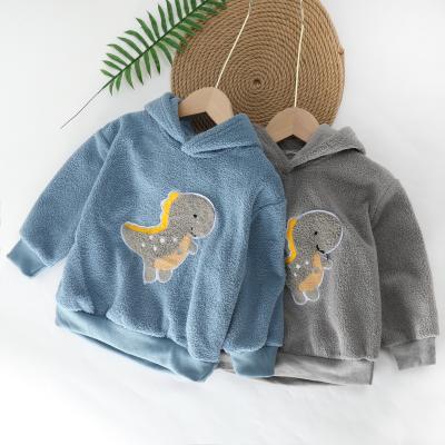 China CTT QY2939 anti-shrink boy's lamb down pullover children's autumn/winter dress baby fleece hooded heavy hoodie for sale