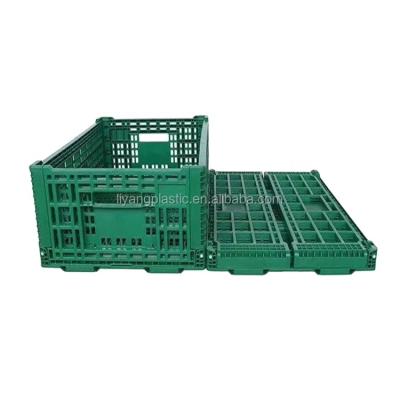 China 600*400*220mm Collapsible Plastic Foldable Storage Plastic Container Box Heavy Duty Customized Blue Color Collapsible Eco-friendly Crate for sale