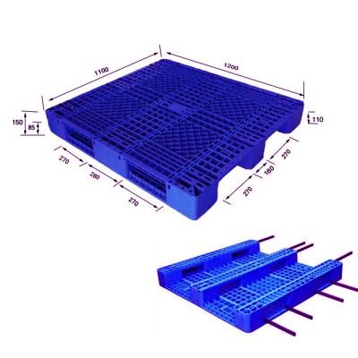 China 1200X1100mm Heavy Duty Stretching Single Faced Plastic Pallet With Steel Tubes Reinforced for sale