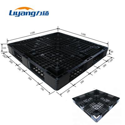 China Single Faced Plastic Storage Pallet 100% Raw Material Virgin HDPE Pallet Black for sale