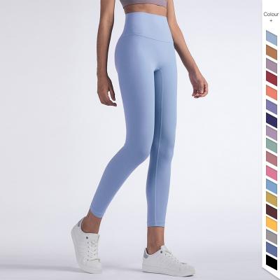 China New Ll High Waist Tight Fit Nylon Line Breathable Women Eu Non T Double Sided Naked Yoga Shorts Workout Gym Leggings For Women for sale