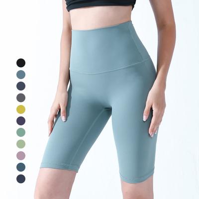 China Breathable Women Gym Workout Yoga Shorts Logo Nylon Spandex High Waist Ladies Sports Running Workout Fitness Jogger Custom Wholesale for sale