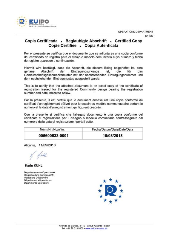 EU design patent certificate - Xiamen Weiyou Intelligent Technology Co., Ltd.