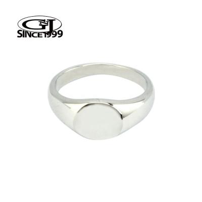 China CLASSIC Silver Signet Ring Thick Sleek Modern Minimalist Stainless Steel GNJ Custom Packaging Barcode Body Jewelry for sale