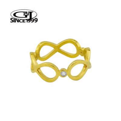 China Classy Gold Ring Elegant Classy Intertwined Infinity Ring Stainless Steel GNJ Custom Packaging Barcode Body Jewelry for sale