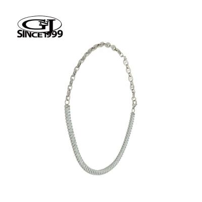 China CZ Necklace Chain Hip Hop Edgy half Chain of CZ Stones Stainless Steel GNJ Custom Packaging Barcode Body Jewelry for sale