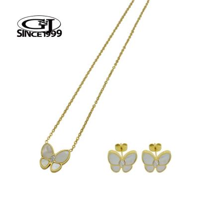 China Stylish Necklace Graceful Aesthetic Butterfly Link Chain Stainless Steel GNJ Custom Packaging Barcode Body Jewelry PVD Gold for sale