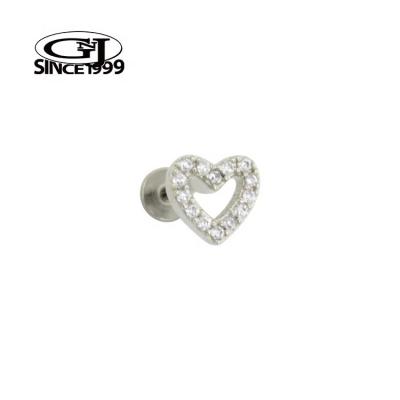 China Romantic Labret Romantic Sparkling Heart 316L Surgical Steel GNJ MANUFACTURING Body Jewelry Lip Cartilage Piercin for sale