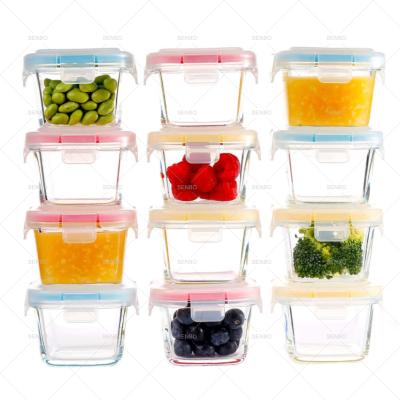 China Microwavable BPA Free Heat Resistant Square Round Borosilicate Glass PP Baby Food Storage Container Lid for sale