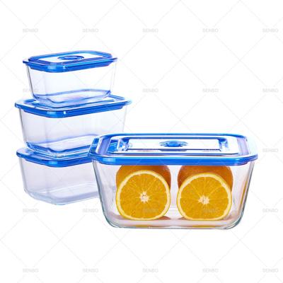 China Freshness Preservation Extra Large Airtight Glass Food Storage Containers Set Glass Vacuum Sealed Rectangular Food Container With Lid for sale