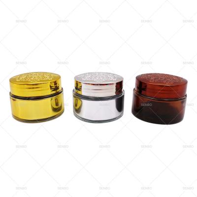 China Mercury Plating Gold Silver Jar Saffron Glass Bottle Plating Colored 5g Mercury Silver Gold For Saffron Customized Package for sale