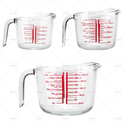 China Sustainable High Borosilicate Kitchen 3pcs Set Glass Measuring Cup Set For Home Cooking Tools for sale