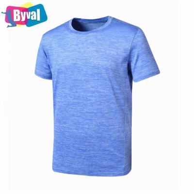 China Low MOQ Anti-Wrinkle Anti-Wrinkle Factory Print White Mens Sports Custom Simple Polyester T-shirt Breathable Gym T-Shirt For Men for sale