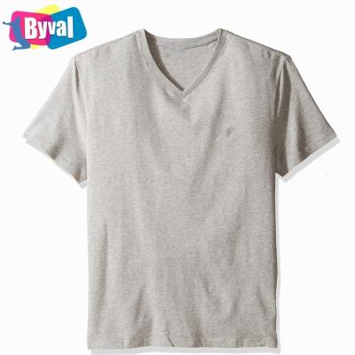 China Anti-wrinkle Anti-wrinkle Byval men's fabric cotton and polyester short sleeves V-neck summer factory direct sales high-quality wearing T-shirts for sale