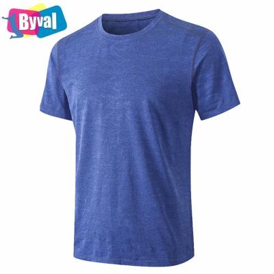 China Anti-Wrinkle 2021 Summer Sportswear Men's Running Shirt OEM Service Anti-Wrinkle Gym Running Short Sleeve Solid Color Shaping Breathable Men T-shirt for sale