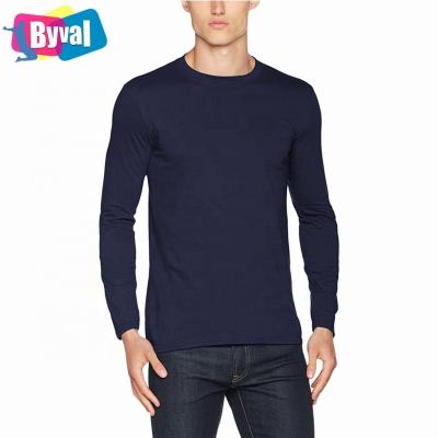 China Anti-Wrinkle Anti-Wrinkle Byval Men's Long Sleeves Slim Fit Family-Wear Fitness And Outwear Plain 100% Cotton Crewneck Spring And Autumn Blank T-Shirts for sale