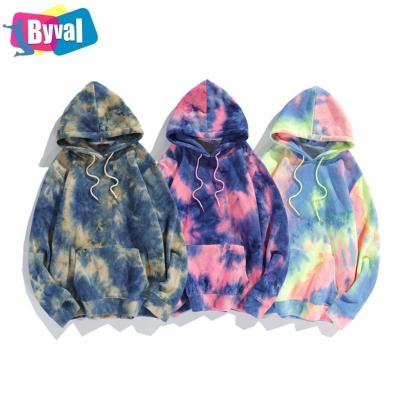 China 2021 Newest Logo Printed Men Women High Quality Tie Dye Anti-Wrinkle Hooded Sweatshirt Men's Casual Oversized Hoodies Custom Cotton Fleece for sale