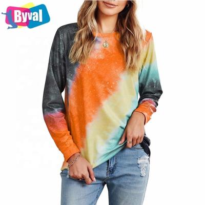 China Byval Anti-Wrinkle Women's Long Sleeves Spring And Autumn Streetwear Fashion Custom Tie Dye Color Print Factory Wholesale Sweatshirts for sale