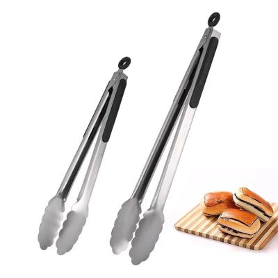 China Viable Kitchen Grill and BBQ Tongs Set Silicone BBQ Cooking Stainless Steel Food Locking Tongs for sale