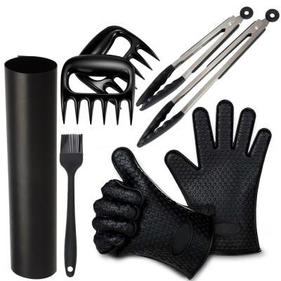 China Easily Cleaned Non-Stick Grill Mats GRILL Brush Tongs Silicone Heat Resistant Grilling Gloves GRILL Tools for sale