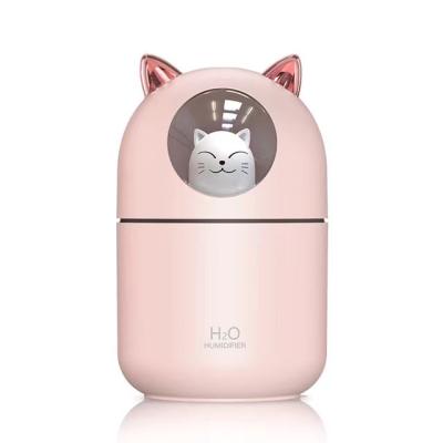 중국 300ML Ultrasonic Cool Mist Maker Fogger with Colorful Lamp Cute Cat Mini Aroma Diffuser Car Mini Humidifier Wholesaler 판매용