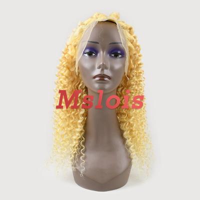 China Mslois Hair Raw Unprocessed Brazilian Hair Lace Frontal Invisible Headband Wholesale Price Hot Selling 13x4 Deep Curly Wig 613 Color 613 for sale