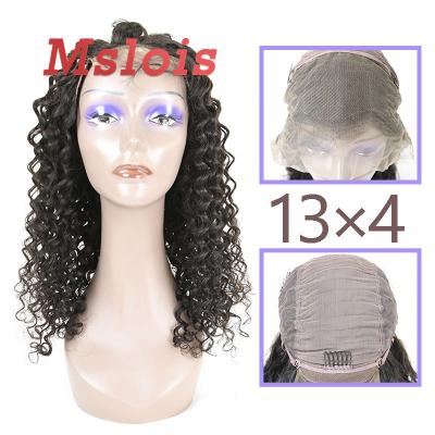 China Healthy Natural Deep Curly Transparent 13*4 Full Lace Virgin 200% Luster Wig for sale