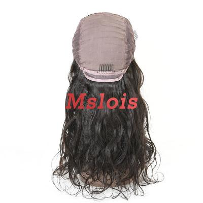 China Wholesales 4x4 Healthy Natural Body Wave Hair Luster Mslois Transparent Lace Wig, Full Virgin Straight Cuticle Aligned Wig for sale