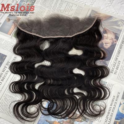 China Healthy Natural Wave 13*4 HD Small Natural Swiss Lace Body Hair mslois Luster Knot Frontal Lace Frontal for sale