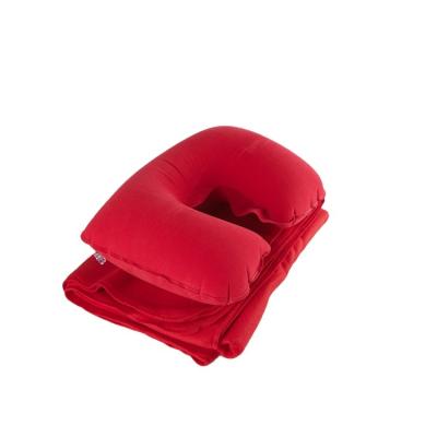 China New Inflatable 2 in 1 Travel Kits Set Inflatable Air Neck Pillow + Blanket for sale