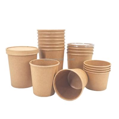 China Recycled Materials Disposable Kraft Paper Take Out Restaurant Soup Bowls For Hot Soup for sale