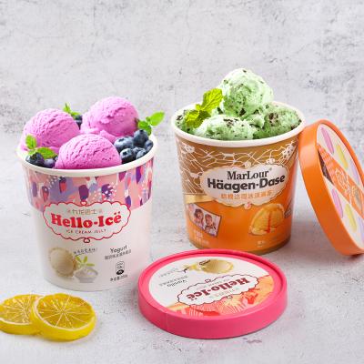 China Biodegradable Custom Printed Disposable Biodegradable Paper Cup Ice Cream Packaging for sale