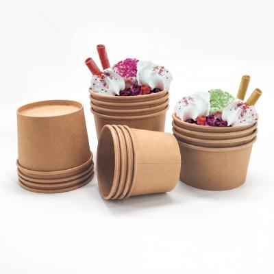 China Recycled Materials Printing Paper Custom Dessert Ice Cream Cup With Lid for sale