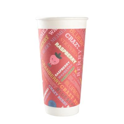 China Recycled Materials Custom Logo Wallpaper Disposable Takeaway Coffee Cup Single Double For Hot Cold Drinking for sale