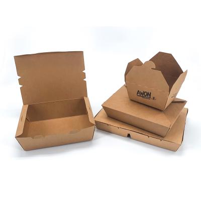 China Manufacturer Custom Size Packaging Disposable Brown Paper Lunch Box Fast Food Packaging for sale