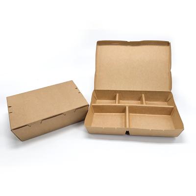 China Disposable Custom Hamburger Sushi Box Disposable Fast Food Kraft Paper Lunch Box Packaging for sale