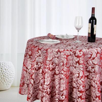 China Custom Oilproof Hotel Table Cover Jacquard Round Tablecloths Tablecloth for sale