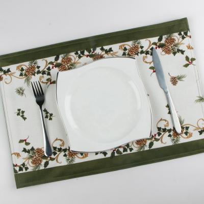 China Wholesale Viable Christmas Pine Cone Table Place Mat Printing Table Dinner Place Mats 1set of 4pieces for sale