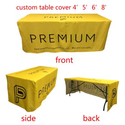 China Rectangular Oilproof Trade Show Table Cover Polyester Fabric Table Cloth 6 Feet Table Cloth for sale