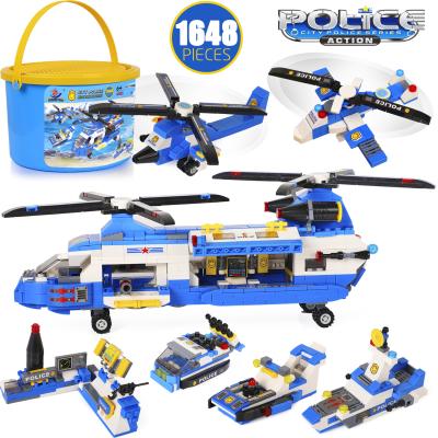 China Toy City Police Armed Transport Helicopter Building Block Study and Role Play Building Toy Gift with Airplane, Police Boat, Ship for sale