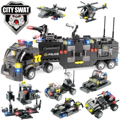 China Mobile Building Toy City Police Order Center Truck Bricks Building Kit with Cop Cars Police Speedboat Police Helicopter Gift for Kids for sale