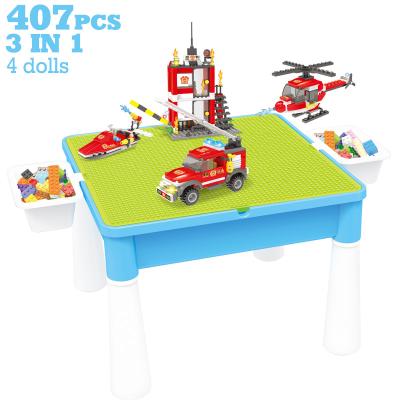 China DIY TOY Multifunction Kids Plastic Block Toy Activity Play DIY Table with Storage Box and Compatible Building Block 407PCS Legoinglys City Toy for sale