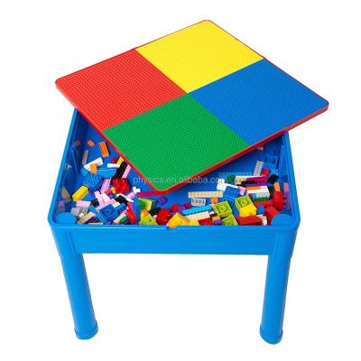 China Educational DIY Toys Block Toy Activity Play Educational Toys Kids Plastic Table With Storage Box And Chairs for sale