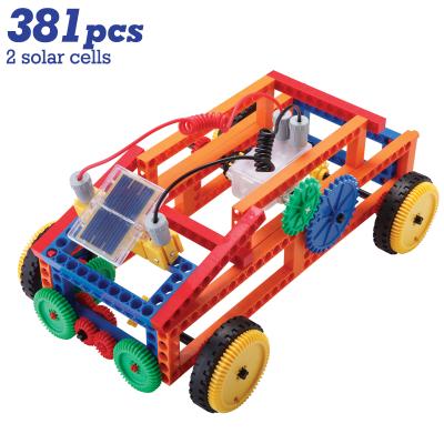 China Hot Sale 381PCS Phyisc DIY Solar Powered ABS Plastic Solar Powered Building Blocks Toys Solar Power Boat Airplane Educational Toys For Student for sale