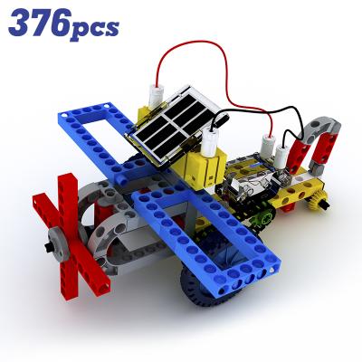 China Hot Selling Phyisc DIY Solar Powered ABS Plastic Solar Powered Building Blocks Boat Solar Powered Toy Airplanes Educational Toys for sale